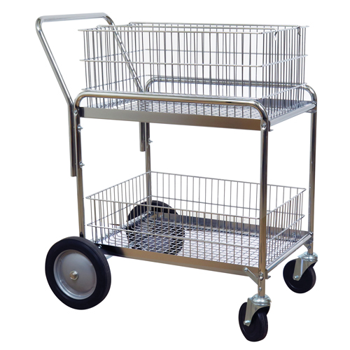 Chariot de bureau en treillis m&eacute;tallique pour le courrier, 200 lb Capacit&eacute;, Chrome, 23-3/4" p x 33-1/2" la x 38-1/4" h, Chrom&eacute; Maritime Industrial Rubber