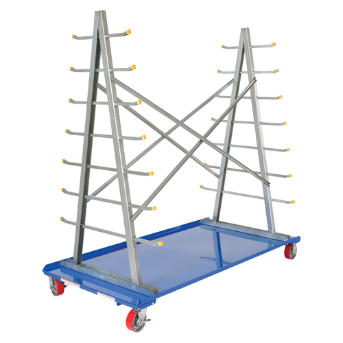 A-Frame Bar & Pipe Cart, Steel, 36-3/4" W x 73-3/4" D x 72-1/2" H, 2000 lbs. Capacity Maritime Industrial Rubber