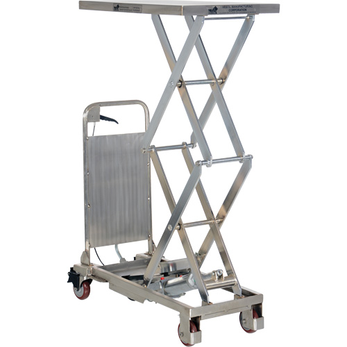 Manual Hydraulic Scissor Lift Table, 27-1/2" L x 17-3/4" W, Partial Stainless Steel, 220 lbs. Capacity Maritime Industrial Rubber