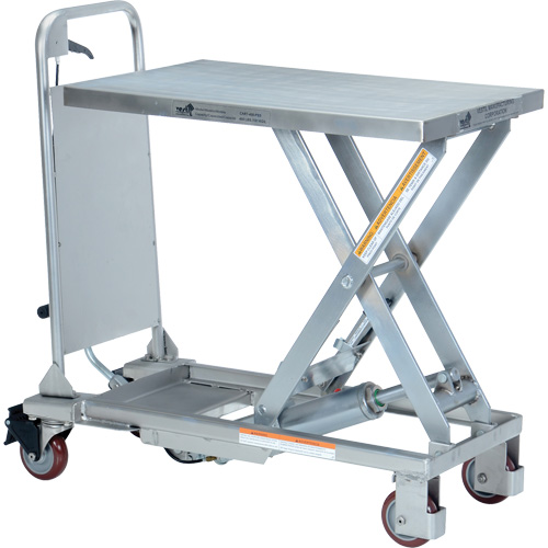 Manual Hydraulic Scissor Lift Table, 27-1/2" L x 17-5/8" W, Partial Stainless Steel, 400 lbs. Capacity Maritime Industrial Rubber