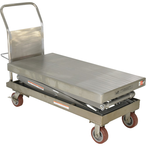Manual Hydraulic Scissor Lift Table, 47-1/2" L x 24" W, Partial Stainless Steel, 1500 lbs. Capacity Maritime Industrial Rubber