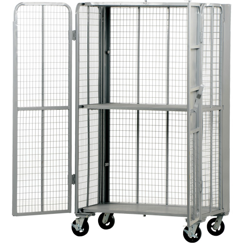 FST Series Folding Security Truck, 1 Tiers, 27" L x 45" W x 77" H, 2000 lbs. Cap. Maritime Industrial Rubber