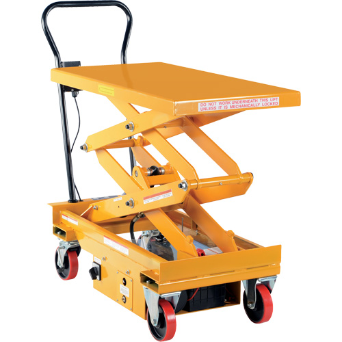 DC Powered Hydraulic Scissor Lift Elevating Cart, Steel, 39-3/4" L x 20-1/2" W, 1000 lbs. Capacity Maritime Industrial Rubber