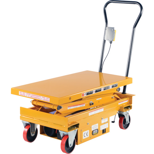DC Powered Hydraulic Scissor Lift Elevating Cart, Steel, 39-3/4" L x 20-1/2" W, 1000 lbs. Capacity Maritime Industrial Rubber
