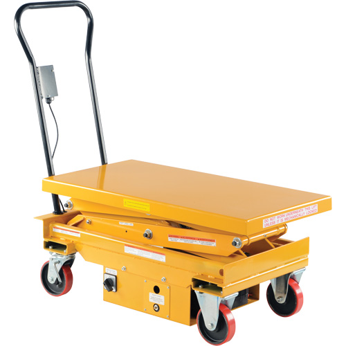 DC Powered Hydraulic Scissor Lift Elevating Cart, Steel, 39-3/4" L x 20-1/2" W, 1000 lbs. Capacity Maritime Industrial Rubber