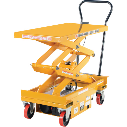 DC Powered Hydraulic Scissor Lift Elevating Cart, Steel, 39-3/4" L x 20-1/2" W, 1000 lbs. Capacity Maritime Industrial Rubber