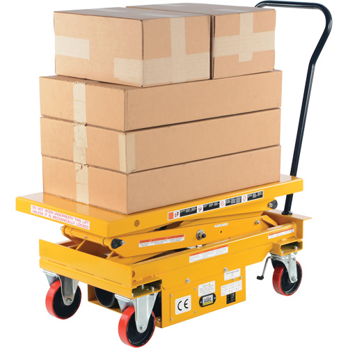 DC Powered Hydraulic Scissor Lift Elevating Cart, Steel, 39-3/4" L x 20-1/2" W, 1000 lbs. Capacity Maritime Industrial Rubber
