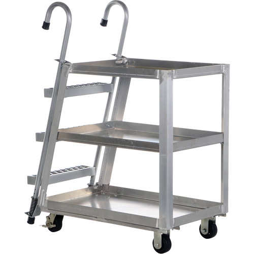 Stockpicker Truck, Aluminum, 21-7/8" W x 40" D, 3 Shelves, 660 lbs. Capacity Maritime Industrial Rubber