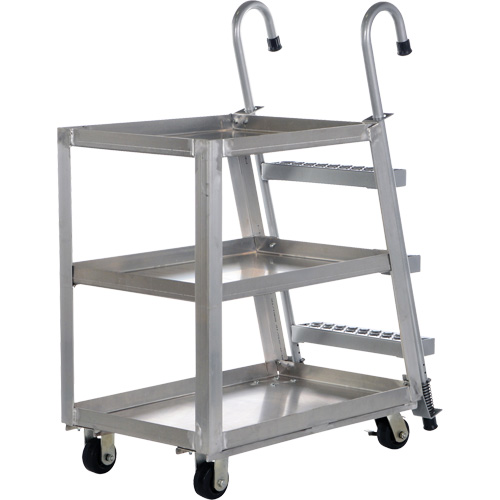 Stockpicker Truck, Aluminum, 21-7/8" W x 40" D, 3 Shelves, 660 lbs. Capacity Maritime Industrial Rubber