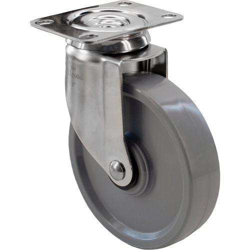 Roulette 2309, Pivotant, 5" (127 mm), Gris Envirothane, 350 lb (158,8 kg) Maritime Industrial Rubber
