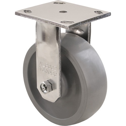 Max9 Caster, Rigid with Brake, 5" (127 mm), Envirothane Grey-WOW, 1000 lbs. (453.6 kg.) Maritime Industrial Rubber