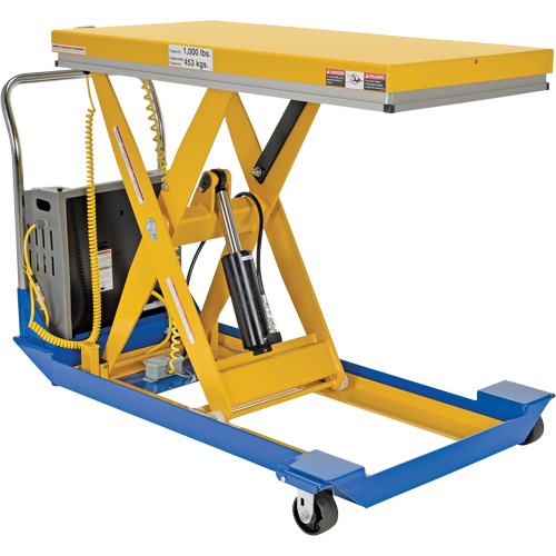 DC Powered & Manual Scissor Lift Table, Steel, 48" L x 24" W, 1000 lbs. Capacity Maritime Industrial Rubber