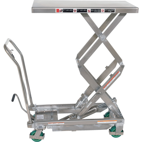 Manual Hydraulic Scissor Lift Table, 36-1/4" L x 19-3/8" W, Stainless Steel, 600 lbs. Capacity Maritime Industrial Rubber