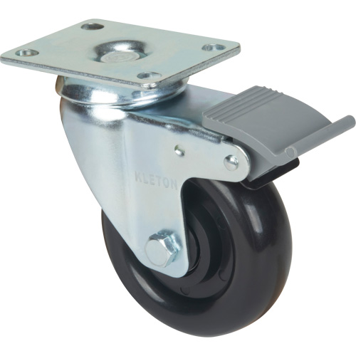 Roulette, Pivotant avec frein, 4" (101,6 mm), Polyol&eacute;fine, 250 lb (113,4 kg) Maritime Industrial Rubber