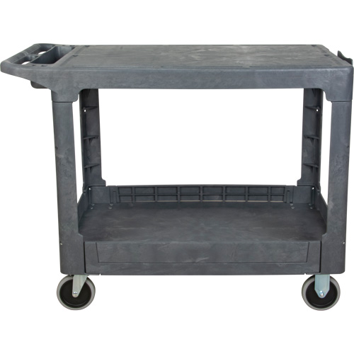 Flat-Shelf Utility Service Cart, 2 Tiers, 25-1/4" x 32-1/4" x 44", 550 lbs. Capacity Maritime Industrial Rubber