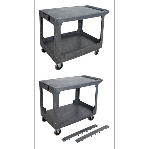 Flat-Shelf Utility Service Cart, 2 Tiers, 25-1/4" x 32-1/4" x 44", 550 lbs. Capacity Maritime Industrial Rubber