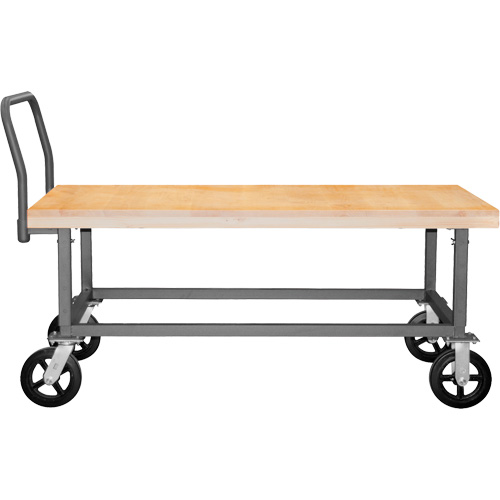 Adjustable Wood Deck Platform Truck, 48" L x 24" W, 1800 lbs. Capacity, Mold-on Rubber Casters Maritime Industrial Rubber