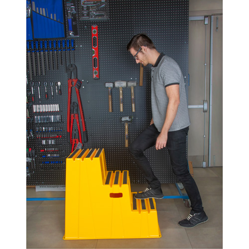 Industrial Step Stool, 3 Steps, 34-13/16" x 22-7/16" x 28-1/2" High Maritime Industrial Rubber