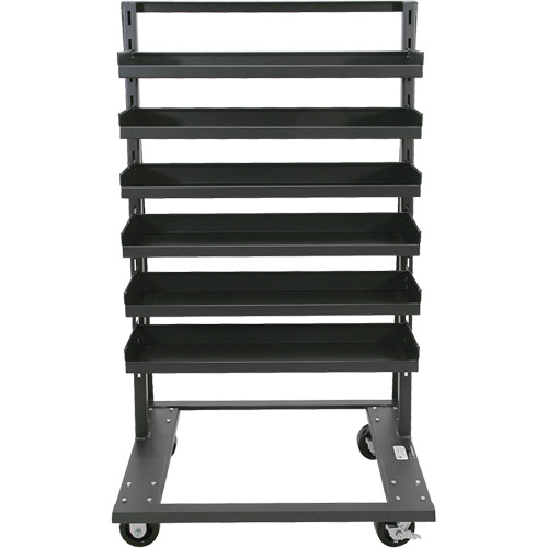 Chariot &agrave; cadre en A robuste &agrave; un c&ocirc;t&eacute; avec 6 plateaux &agrave; rebords, 38" x 25" x 63", Capacit&eacute; 2500 lb Maritime Industrial Rubber