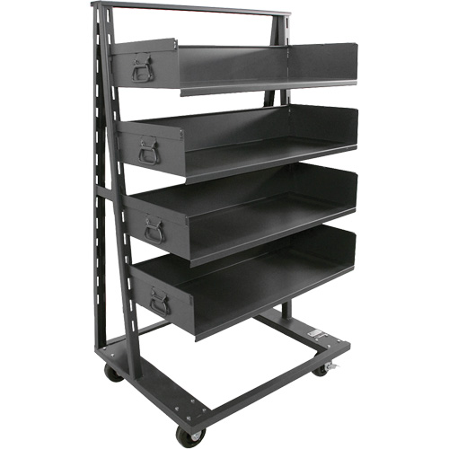Chariot &agrave; cadre en A robuste &agrave; un c&ocirc;t&eacute; avec 4 grands plateaux, 38" x 25" x 63", Capacit&eacute; 2500 lb Maritime Industrial Rubber