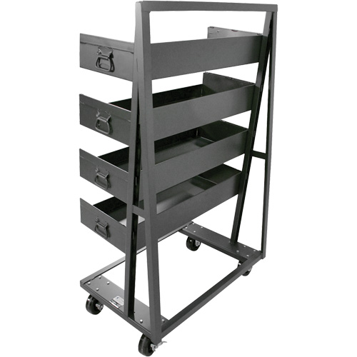 Single-Sided Heavy Duty A-Frame Cart with 4 Large Lipped Trays, 38" x 25" x 63", 2500 lbs. Capacity Maritime Industrial Rubber