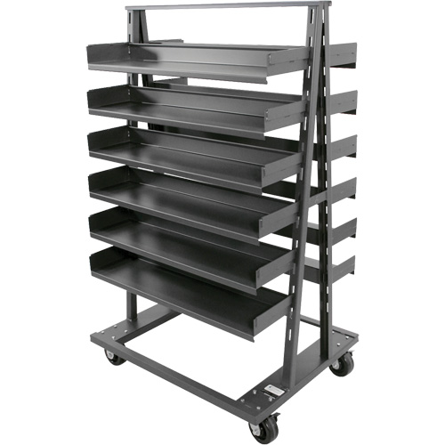 Double-Sided Heavy Duty A-Frame Cart with 12 Trays, 38" x 30" x 63", 2500 lbs. Capacity Maritime Industrial Rubber