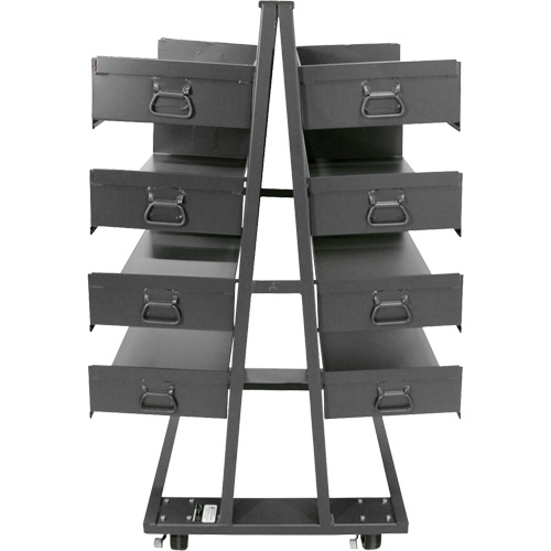 Double-Sided Heavy Duty A-Frame Cart with 8 Large Trays, 38" x 30" x 63", 2500 lbs. Capacity Maritime Industrial Rubber