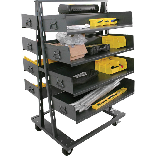 Double-Sided Heavy Duty A-Frame Cart with 8 Large Trays, 38" x 30" x 63", 2500 lbs. Capacity Maritime Industrial Rubber