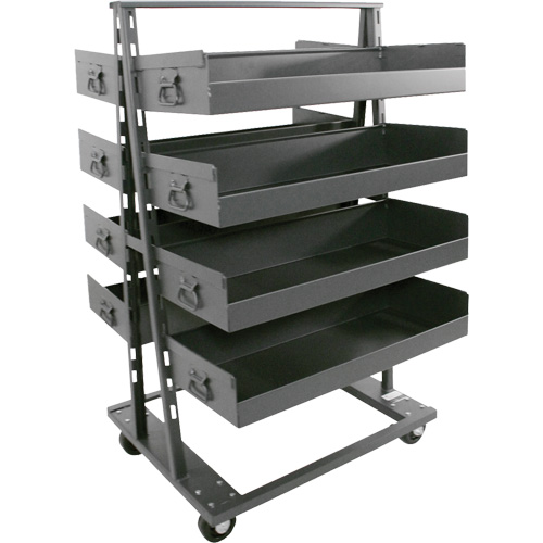 Double-Sided Heavy Duty A-Frame Cart with 8 Large Lipped Trays, 38" x 30" x 63", 2500 lbs. Capacity Maritime Industrial Rubber