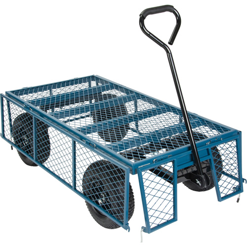 Wagon with Drop Sides, 24" W x 48" L, 800 lbs. Capacity Maritime Industrial Rubber