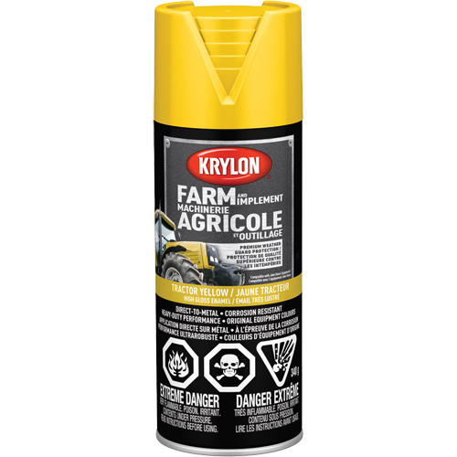 Farm & Implement Spray Paint, John Deere Yellow, High-Gloss, 12 oz., Aerosol Can Maritime Industrial Rubber
