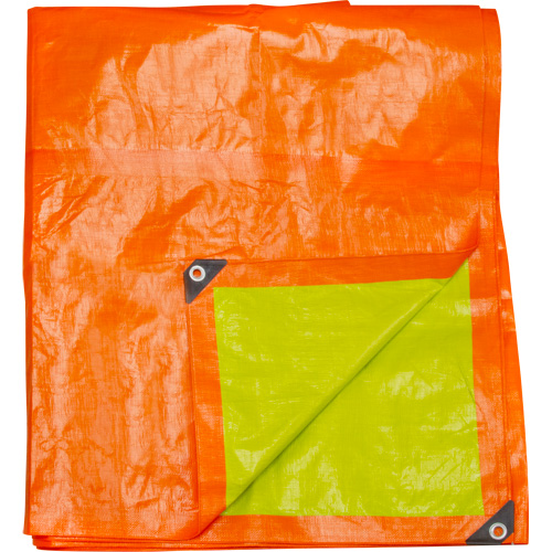 B&acirc;che tiss&eacute;e robuste haute visibilit&eacute;, Poly&eacute;thyl&egrave;ne, Vert/Orange, 16' x 20' x 12 mils Maritime Industrial Rubber