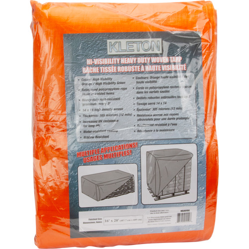 B&acirc;che tiss&eacute;e robuste haute visibilit&eacute;, Poly&eacute;thyl&egrave;ne, Vert/Orange, 16' x 20' x 12 mils Maritime Industrial Rubber