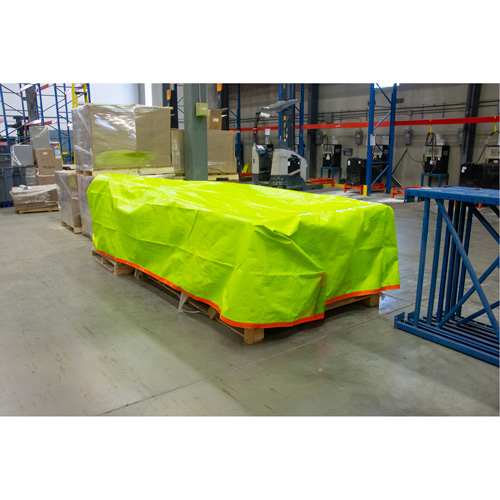 B&acirc;che tiss&eacute;e robuste haute visibilit&eacute;, Poly&eacute;thyl&egrave;ne, Vert/Orange, 16' x 20' x 12 mils Maritime Industrial Rubber