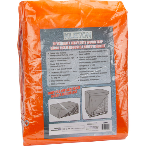 B&acirc;che tiss&eacute;e robuste haute visibilit&eacute;, Poly&eacute;thyl&egrave;ne, Vert/Orange, 20' x 30' x 12 mils Maritime Industrial Rubber