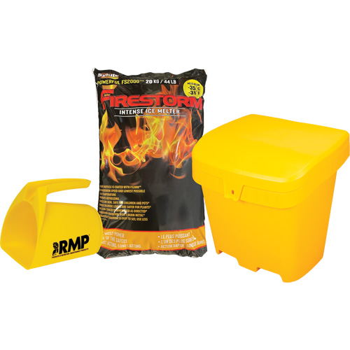 Ensemble de produit de d&eacute;glaçage intense Firestorm avec 56 sacs, Sac, 44 lb (20 kg), Point de fonte -32°C (-25°F) Maritime Industrial Rubber