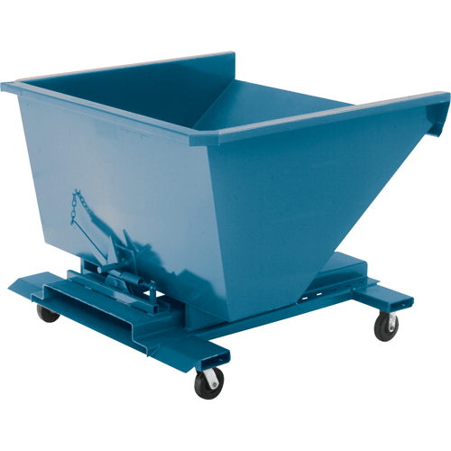 Self-Dumping Hopper, Steel, 1 cu.yd., Blue Maritime Industrial Rubber