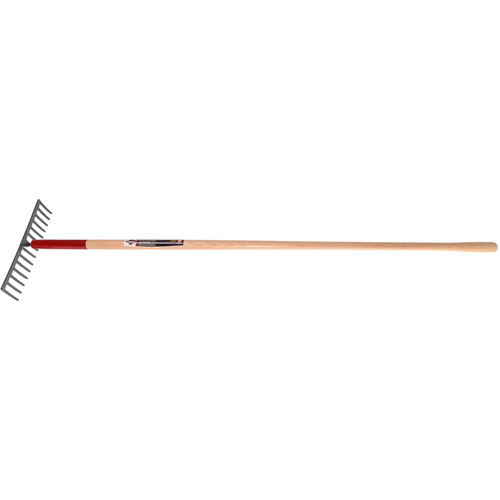 Level Rake, Wood Handle, 14-3/4" W, Tempered Steel Blade, 16 Tines Maritime Industrial Rubber