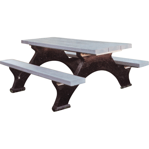 Recycled Plastic Picnic Tables, 6' L x 62-1/4" W, Grey Maritime Industrial Rubber
