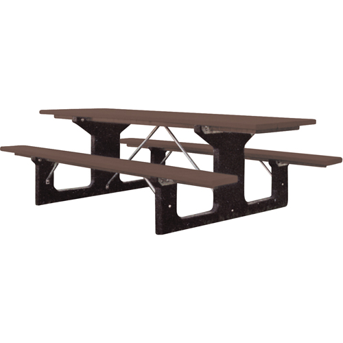 Recycled Plastic Picnic Tables, 6' L x 61-1/2" W, Brown Maritime Industrial Rubber