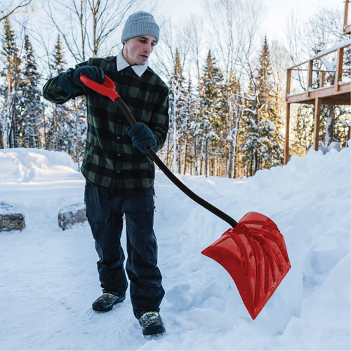 Yukon Snow Shovel, Polypropylene Blade, 18" Wide, Ergonomic D-Grip Handle Maritime Industrial Rubber