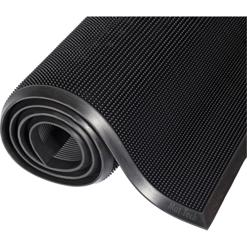 Tapis Mat-A-Dor, Caoutchouc, Grattoir Type, Motif Style pointe de doigt, 3' x 6', Noir Maritime Industrial Rubber