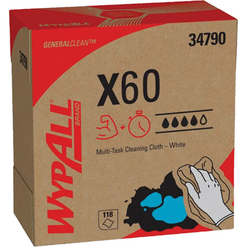 WypAll&reg; X60 Wipers, All-Purpose, 16-3/4" L x 8-3/8" W Maritime Industrial Rubber