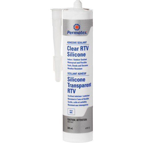 Clear RTV Adhesive Sealant, 300 ml, Cartridge, Clear Maritime Industrial Rubber