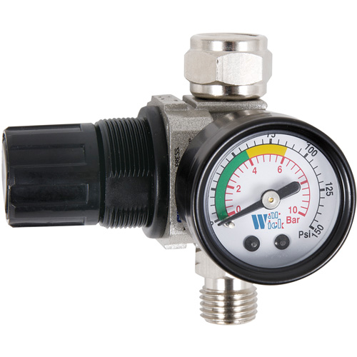 Air Dial Regulator with Gauge for Spray Gun, 1/4" NPT, 135 PSI Max. PSI, Standard Maritime Industrial Rubber