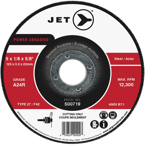Power Abrasive Cut-Off Wheel, 4-1/2" x 1/8", 7/8" Arbor, Type 27, 13300 RPM Maritime Industrial Rubber