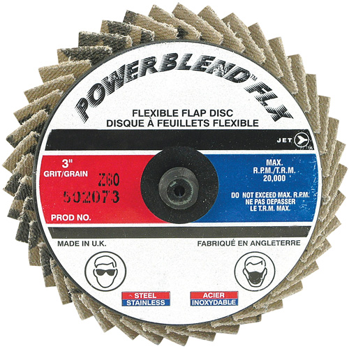 Disque &agrave; lamelles &agrave; rouler Powerblend FLX, 3" x Grain 60, Alumine de zirconium Maritime Industrial Rubber