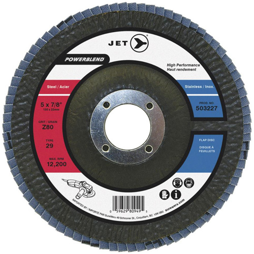 Disque &agrave; lamelles POWERBLEND, 4-1/2" x 7/8", Type 29, Grain Z80, Alumine de zirconium Maritime Industrial Rubber