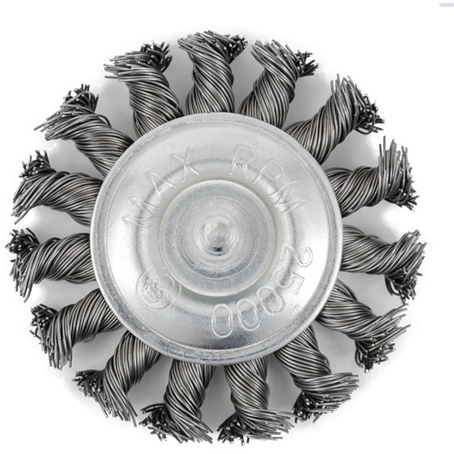 EKR275-20 Shaft-Mounted Knot Twisted Radial Brush, 3", .02" Fill, 1/4" Shank Maritime Industrial Rubber