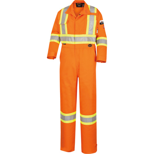 5555 High Visibility FR Rated & Arc Rated Safety Coveralls, Size 36, High Visibility Orange, 11 cal/cm² Maritime Industrial Rubber